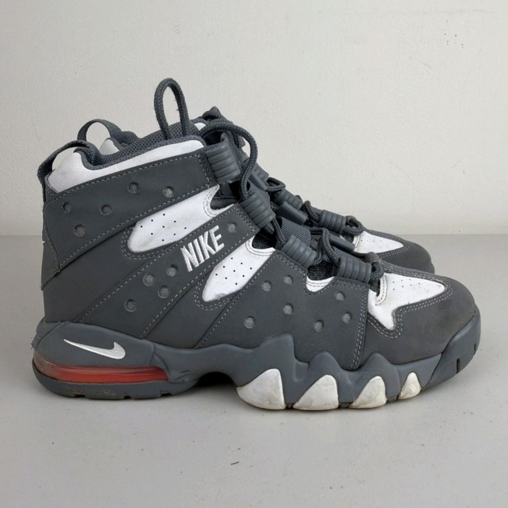 Nike Kids Grey, White and Red High-Top Sneakers